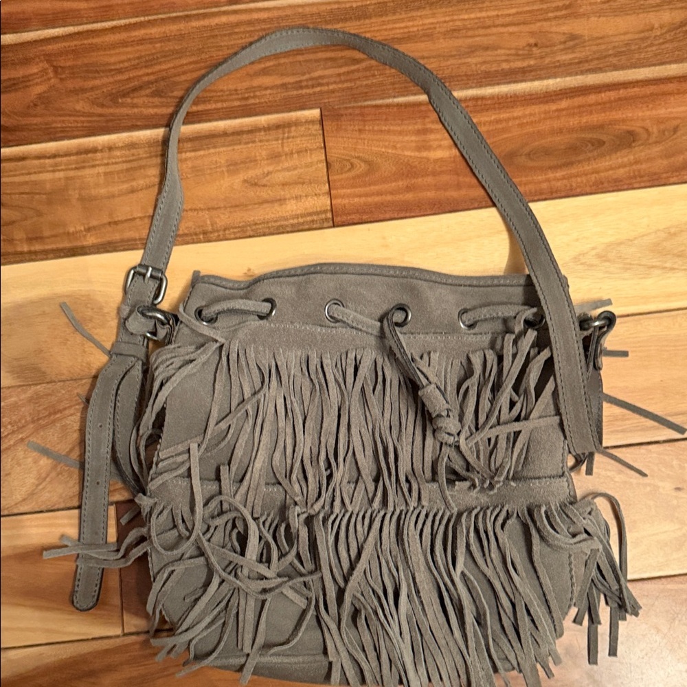 Patricia Nash Gray Fringe Shoulder Bag